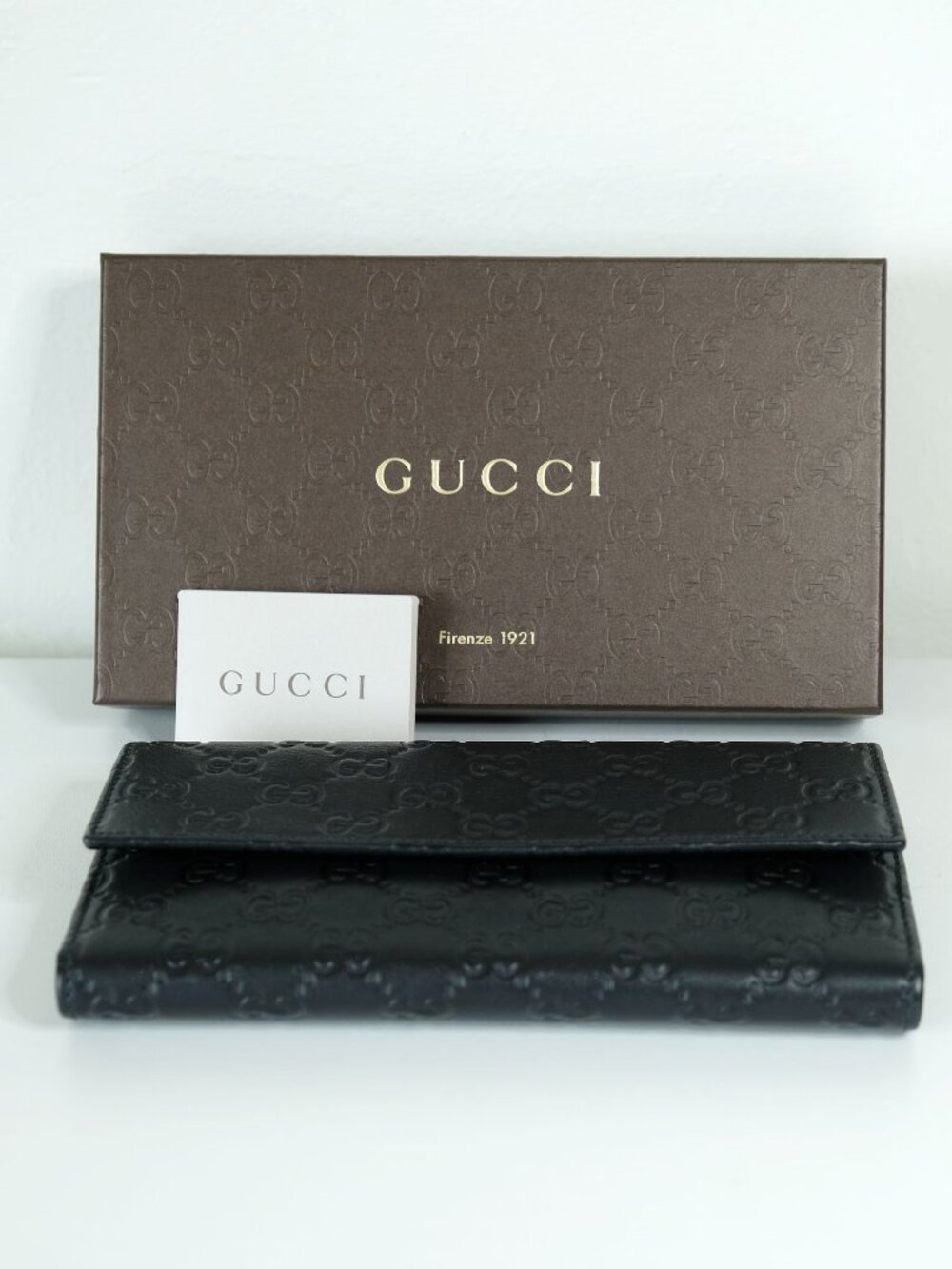 Gucci Guccissima Leather Wallet, Excellent Condition, Matte Black